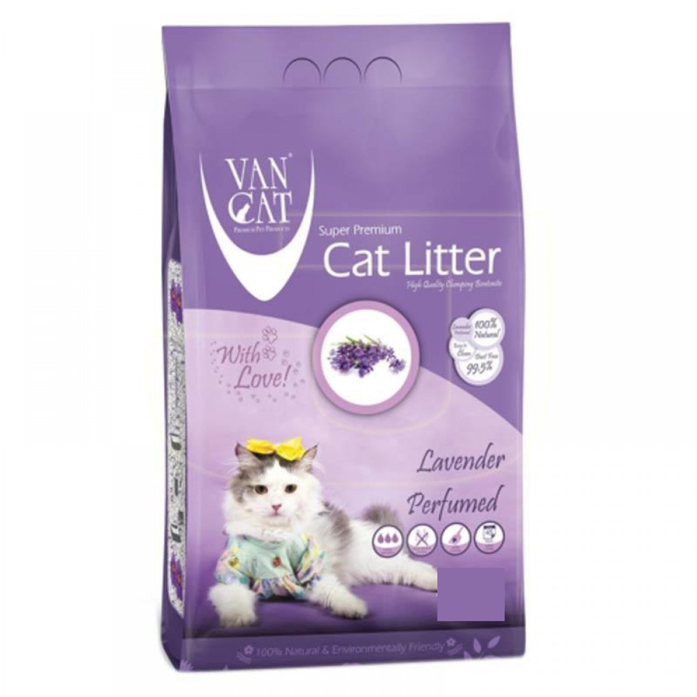 VAN CAT Compact Lavander - cementējošas smiltis kaķu tualetei ar lavandu 5kg