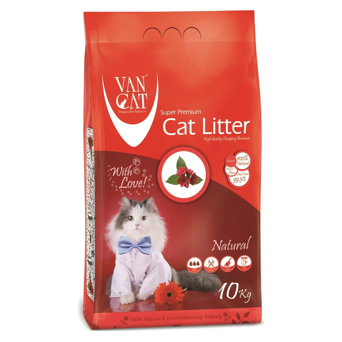 VAN CAT compact Natural - cementējošās smiltis kaķu tualetei bez aromāta 10kg