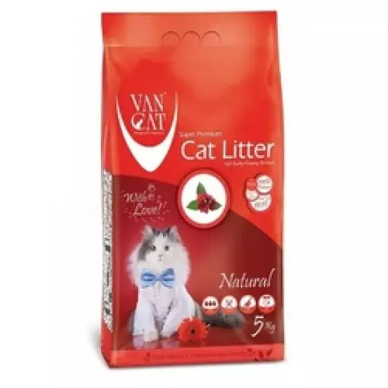 VAN CAT Compact Natural - cementējošas smiltis kaķu tualetei bez aromāta 5kg