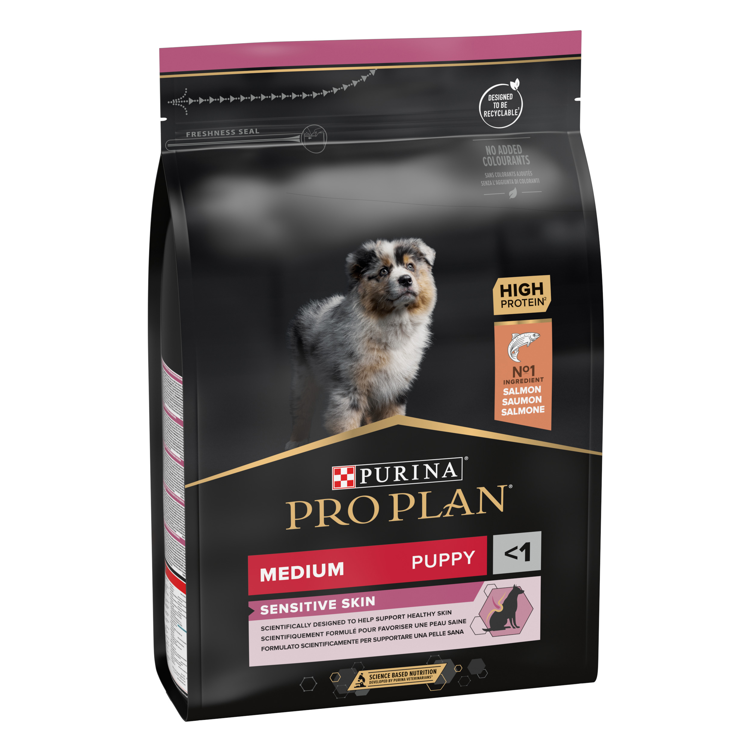 PRO PLAN MEDIUM PUPPY SENSITIVE SKIN sausā barība  kucēnam (lasis) 3kg