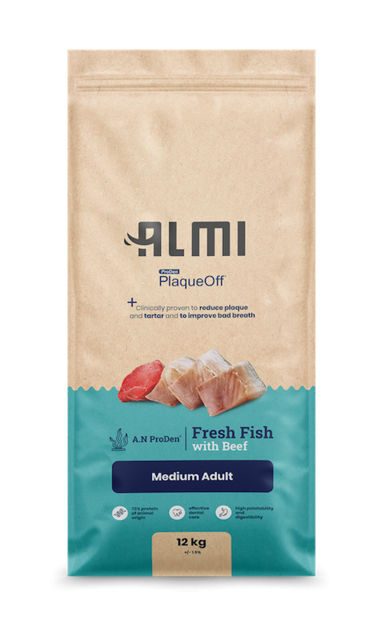 ALMI ProDen PlaqueOff barība pieaugušiem vidēja lieluma suņiem 12kg