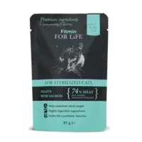 Fitmin sterilizētiem kaķiem - gabaliņi mērcē ar lasi 85g
